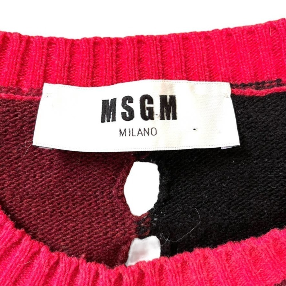 Msgm Patchwork Perforated Wool Blend Crewneck Swe… - image 4